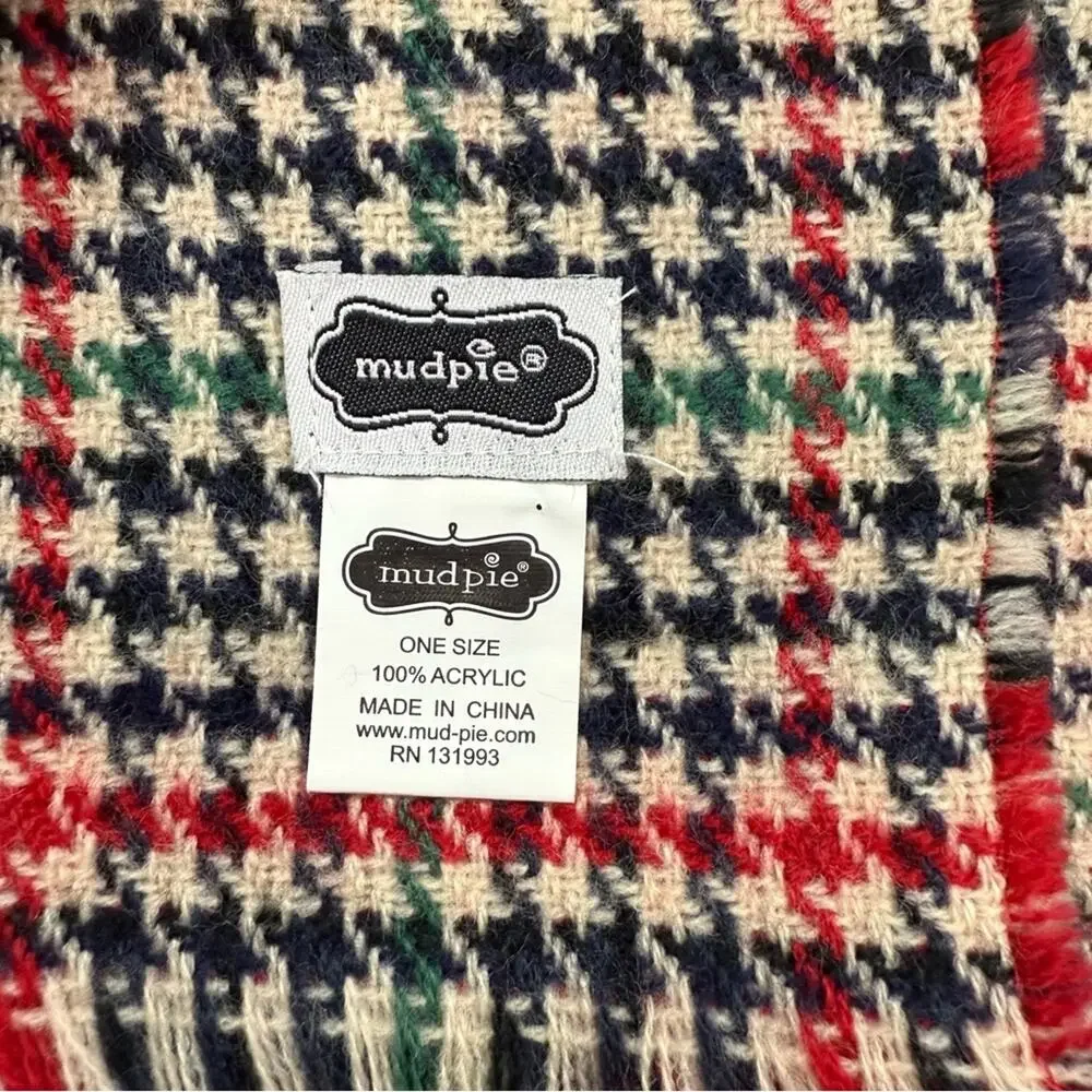 Mud Pie Reversible Plaid Houndstooth Blanket Scarf